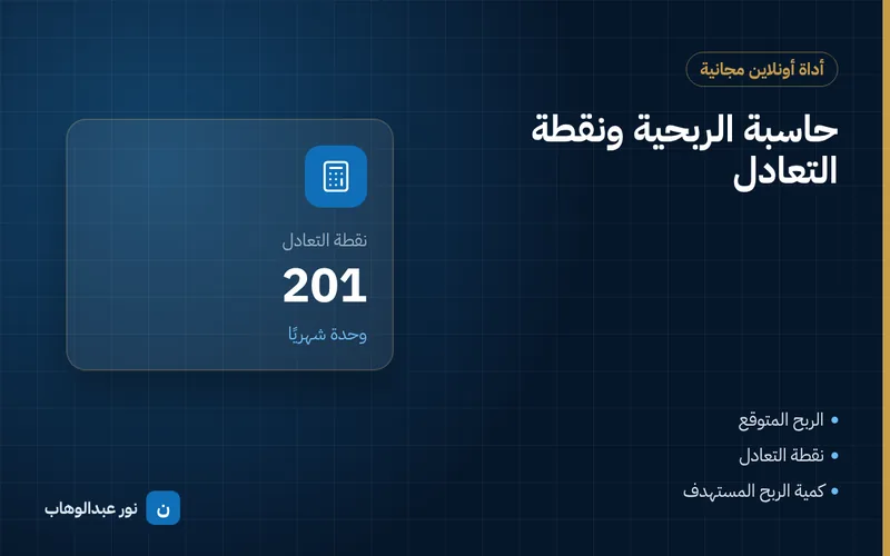 حاسبة الربحية ونقطة التعادل